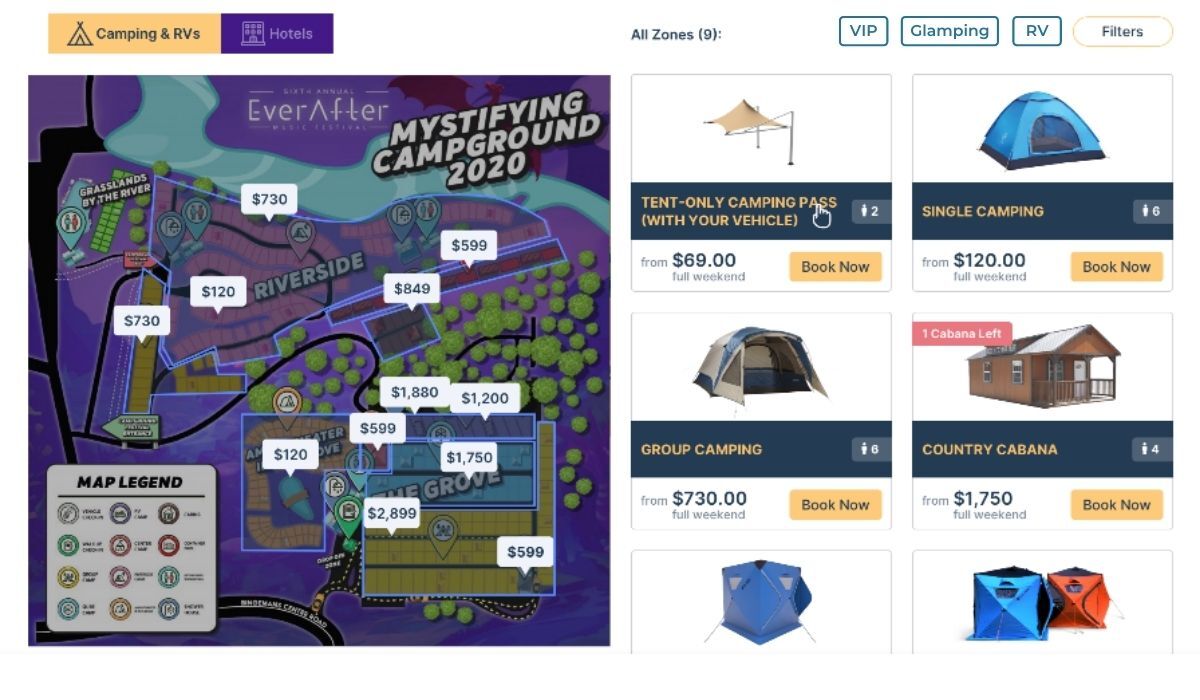 React Update - Camping Options